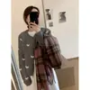 Suéter jacquard com padrão de coração estilo coreano para mulheres, jaqueta cardigã de outono com zíper duplo e gola redonda, modelagem solta