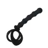 Bolas anais de silicone unissex, anel de furo duplo, anel peniano, brinquedo sexual