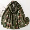 Bufanda con estampado de perro lindo con tacto de algodón y lino para mujer, moda coreana, chal de perro artístico, bufanda decorativa de otoño e invierno