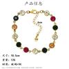 Collar Retro Transfronterizo Europeo y Americano para Mujer, Juego de Pulsera con Gema Colorida, Juego de Aretes de Diseño Creativo Personalizado
