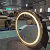 Espejo de baño espejo de baño espejo de baño lavabo con luz espejo de cosméticos marco redondo de aleación de aluminio espejo inteligente