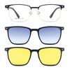 2266 Gafas de Sol Negras de Media Montura con Visión Nocturna Gafas Magnéticas Clip para Ciclismo Montura Cuadrada Miopía Negocios Set Polarizado