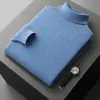 Suéter de lana pura 100% para hombre para otoño e invierno, jersey de cuello semialto, suéter de cachemira engrosado de talla grande, camiseta interior para hombre