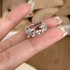 Anel Vintage de Folha de Videira de Luxo Leve Francês Design Oco Aberto com Diamante Exquisito Elegante Anel de Dedo de Alta Qualidade