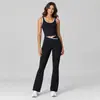 Cross-Border High-Waisted Sports Suit for Women, Color-Blocked Backless Tight-Fitting Yoga Flared Pants Set, Fitness Yoga Outfit