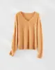 Suéter de punto de cuello en V para mujer, de cachemir cepillado de peso pesado, 28 hilos, lana, seda de morera, suéter pullover de color sólido para otoño/invierno 26