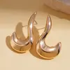 Pendientes Redondos de Acero Inoxidable Metálico con Forma de Corazón Transfronterizos Europeos y Americanos Pendientes Ligeros de Lujo de Gama Alta Pendientes de Moda Versátiles para Mujer
