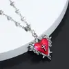 Colar Gótico com Pingente de Cadeado Coração Vermelho Vintage Liga Punk Coração Borboleta Cruz Personalizada Corrente para Suéter Transfronteiriça