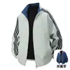 Estilo Primavera y Otoño Doble Cara Tres Rayas Moderna Cuello Alto Chaqueta Reversible de Béisbol para Hombre Ropa Exterior Casual Versátil Top