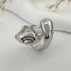 Anillo Abierto Plisado de Metal Líquido Estilo Ins Transfronterizo Europeo y Americano para Mujer, Personalizado, Brillante, Gotas de Agua, Anillo para el Dedo, Soporte
