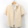 26 Camisas Masculinas de Manga Curta para Comércio Exterior, Estilo Fino, Cor Sólida Simples Solta de Tamanho Grande para Jovens, Camisas para Jovens no Atacado