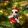 Colgante de Vaca de Navidad Acrílico Plano 2D Cruzado Adorno de Reno Pequeño para Árbol de Navidad Decoraciones Festivas Fuente Mayorista