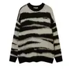 Colección nueva 2026: Suéter de mohair a rayas retro americano moderno para hombre, corte holgado y cómodo para otoño e invierno, perfecto para parejas