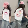 Camiseta de Verano para Niña de Manga Corta 100% Algodón Nuevo Estilo 2026 Camiseta Fina de Verano con Media Manga para Niños Niñas t