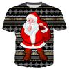 Nova Camiseta Masculina de Verão Novo Natal Transfronteiriça Manga Curta Impressão Digital 3D Papai Noel Manga Curta Atacado