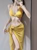 Bikini de Gama Alta de Estilo Nuevo 2025 de Tres Piezas Estilo Dividido Vacaciones de Aguas Termales Traje de Baño para Mujer al Mayoreo