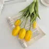 Bouquet Artificial de Tulipa com Toque de Mão de PE Mais Vendido no Exterior Ornamentos de Flores Artificiais para Sala de Estar Mesa de Jantar Arranjos Florais Decorativos