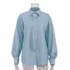 Camisa de corbata a rayas de alta gama estilo francés para mujer, nuevo modelo 2026, estilo casual simple, cárdigan de manga larga con cuello