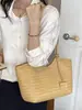 Bolsa Tote Grande Capacidade Coreana para Mulheres, Bolsa de Ombro Elegante e Versátil, Tecida em Relevo Estilo Verão Novo Bolsa de Ombro Grande