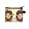 Monchichi Caricatura Billetera para Monedas, Cartera Pequeña Linda con Cremallera, Bolsa de Almacenamiento para Niñas, Portatarjetas de Llave, Bolso Pequeño Portátil de Mano