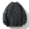 Chaqueta acolchada de algodón con cuello alto holgado y rombos para hombre, moda juvenil, informal, tipo cárdigan, abrigo, invierno 2024