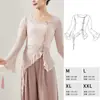 3706 Ropa de Baile para Mujer, Práctica de Danza Moderna para Adultos Manga Larga Rosa Mariposa Malla Top de Danza Clásica China