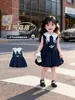 Vestido de Policía Conejito para Niña Verano 2026 Nuevo Vestido de Princesa Estilo Academia Infantil Vestido Elegante Flor en Brote para Bebé