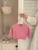 Cárdigan de Punto Dulce para Niñas de Otoño Estilo Nuevo Ropa para Bebé Estilo Coreano Suéter Abrigo con Cuello Polo Elegante para Bebé y Niño Pequeño