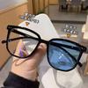 Exquisitos lentes de montura negra brillante que cambian de color para miopía, montura de gafas planas para estudiantes de alto valor, gafas que cambian de color para miopía para mujer y hombre
