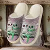Suministro Exclusivo Transfronterizo de Pantuflas de Algodón con Estampado de Búho Doble para Hombre, Pod Transfronterizo Jit Una Pieza Dropshipping