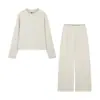 Traje Deportivo Casual Estilo Perezoso Otoño Nuevo Bloque de Color Raya Holgado Suave Sudadera con Capucha Pantalones Rectos Mujer