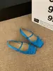 ¡Nuevos zapatos para aumentar la altura para la temporada! Zapatos de vestir azules de punta cuadrada para primavera-verano, bailarinas versátiles para niñas, perfectos con faldas, zapatos Mary Jane
