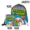 Meus monstros cantantes show de monstros mochila de três peças mochila de estudante mochila mochila estojo