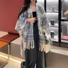 Nuevo chal de cuadros de moda para otoño e invierno, elegante capa con flecos, bufanda vintage y prenda de abrigo para mujer