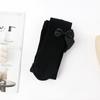 Leggings de Algodón Poliéster de Dos Agujas para Niñas Raya Vertical Color Sólido Leggings para Bebé 5X2 Lazo Grande Medias para Niños