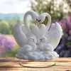 Estatua de Cisne Blanco Corazón de Venta Caliente Transfronteriza para el Día de San Valentín Adornos Planos Acrílicos 2D Impresión a Color Decoración de Escritorio
