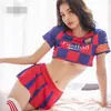 Lingerie Sexy, Bebê Sexy de Futebol, Tentação Quente, Traje de Uniforme de Cheerleader, Provocando Paixão Feminina, Charme da Meia-Noite