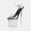 Zapatos de tacón de aguja de cristal nuevos para mujer de talla grande, modelo de pasarela, sandalias de fiesta, transfronterizos Amazon AliExpress, tacón ultra alto de 19 CM