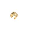 Anillo de Banda Ancha de Cobre con Incrustaciones de Zirconia Chapado en Oro Real de 18K para Mujer, Estilo Retro de Palacio, Anillo Abierto Ajustable de Moda Personalizado