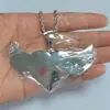 Joyería Hip-Hop Forma de Corazón Alas Personalizado Estilo Europeo y Americano Marco de Fotos Colgante Sin Foto DIY Creativo Marco de Fotos Conmemorativo Collar