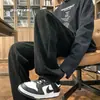 Calça Casual Fluida com Padrão de Espiga de Trigo Masculina Nova Primavera e Outono Perna Reta Solta Retrô Americano Perna Larga de Alta Qualidade Calça Longa