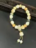 Garras de Gato de Mano a Juego Pulsera de Múltiples Cuentas Puesto del Mercado Nocturno Suministro Pulsera de Raíz de Bodhi de Jade Blanco Venta al por Mayor