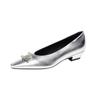 Zapatos de Tacón Medio Punta Francesa Temperamento de Diosa Hebilla de Letra X Zapatos de Tacón Grueso Zapatos Negros de Trabajo