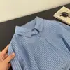Otoño 2026 Nuevo Estilo Coreano Moda Solapa Raya Vertical Manga Larga Camisa Mujer Holgada Adelgazante Versátil Top Ropa Exterior