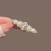 Presilha de cabelo vintage estilo francês com pérolas para mulheres, presilha requintada para franja lateral, acessório de cabelo elegante e bonito tipo bico de pato, compacto