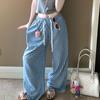 Pode Ser Usado Fora Pijama de Algodão Nuvem Estampado Xadrez Feminino Verão Peça Única Roupas de Casa Novas Calças Finas Soltas de Verão