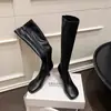 Botas largas para mujer 2026 nuevo modelo estilo coreano punta cuadrada cierre lateral botas altas tacón de aguja para mujer botas elásticas hasta la rodilla