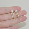Brincos Longos e Curtos com Franjas de Zircônia e Pérolas para Mulheres, Brincos de Estilo Nicho, Novo Estilo Quente 2025 Exquisite Earrings