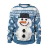 Moletom de Gola Redonda Estilo Casal para Exportação Transfronteiriça Europeu e Americano Estampado 3D Véspera de Natal Top de Manga Comprida de Natal Fábrica de Origem