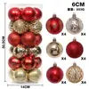 Decorações de Natal para árvore de Natal, 6cm/24 peças, novo produto transfronteiriço, conjunto de bolas de Natal de plástico pintado, enfeites